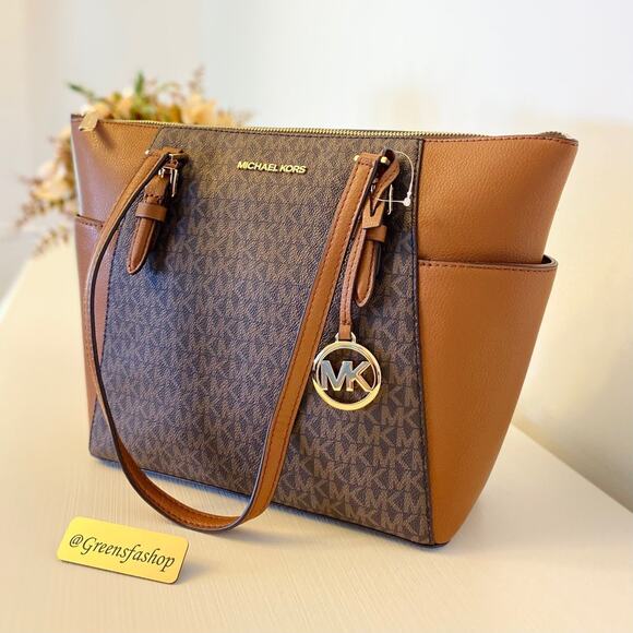 Michael Kors Charlotte Top Zip Tote shoulder bag brown - Picture 3 of 9